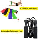 Kit 5 Faixas de Resistência + Corda de Pular FitMode® – Fortaleça, Queime Calorias e Treine em Casa com Segurança 40+