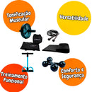 Kit Funcional Completo FitMode® – 6 Itens para Treinar em Casa com Segurança e Eficiência 40+ | Colchonete, Caneleira, Halter, Roda Abdominal, Extensor e Corda